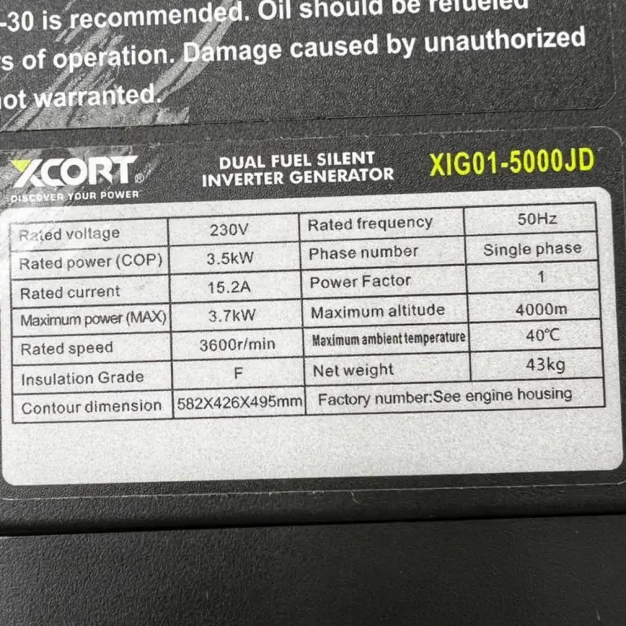 موتور برق سایلنت دوگانه سوز ایکس کورت مدل XIG01-5000JD
